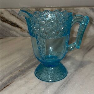 Pitcher - Queen's Pattern - American Made - Mosser Glass USA (Colonial Blue)